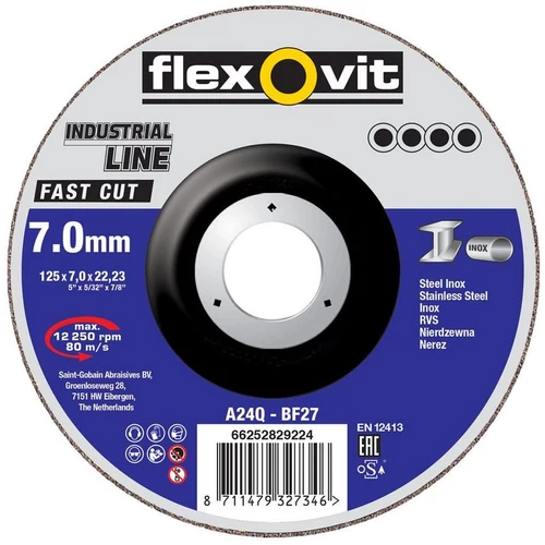 Tárcsa flexOvit Industrial Line Fast Cut, 125x7.0x22.2 mm, A24Q-BF27, acél