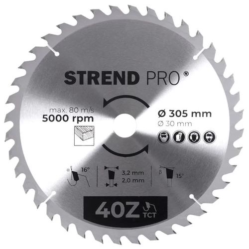 Tárcsa Strend Pro TCT, 305x3.2x30/20 mm, 40Z, fához, fűrész, SK lapkák