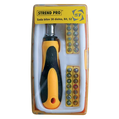 Bit készlet Strend Pro YF40529, 30 részes, csavarhúzóval, S2