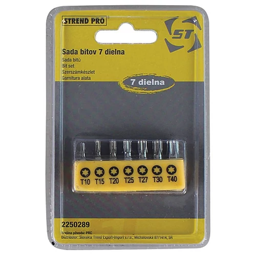 Bit készlet Strend Pro YF40520, 7 részes, S2, TH 10-15-20-25-27-30-40