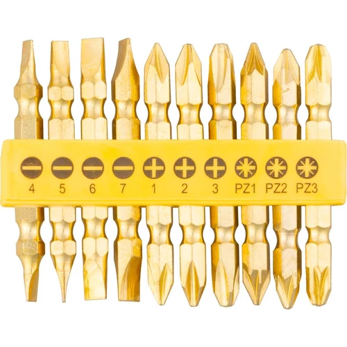 Bit készlet Strend Pro YF40020, 10 részes, L-65 mm, CrV, GoldenFish