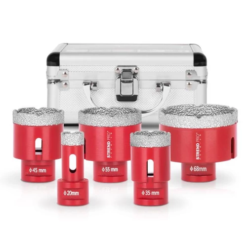 Lyukfúró készlet Strend Pro Premium DCB11S5, 20-35-45-55-68 mm, M14, gyémánt, koronafúrók, professzi