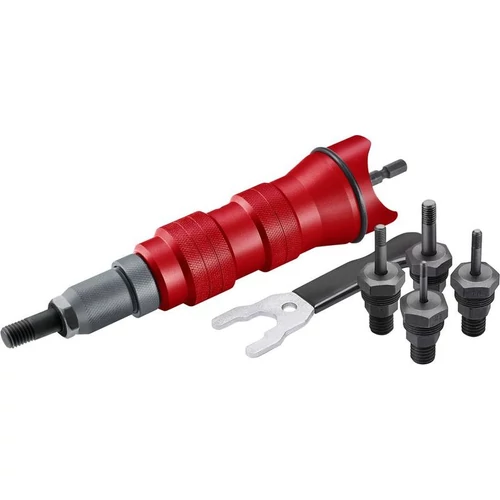 Adapter Strend Pro Premium, fúróhoz, 1/4", M3 - M10, szegecselő, anyacsavar szegecsekhez, kofferben