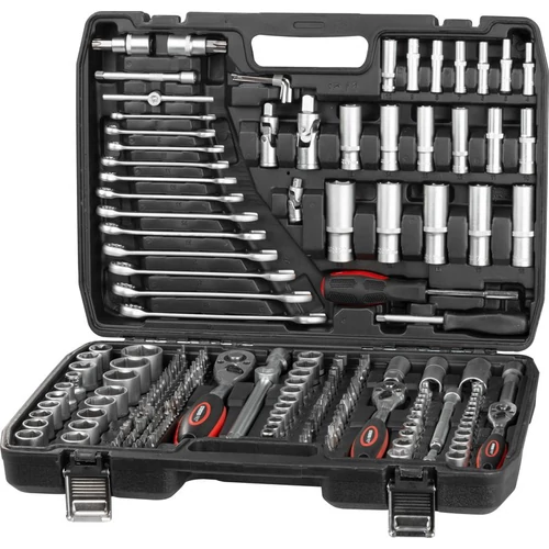 Szerszámkészlet Strend Pro S221, 215 részes, bőröndben, 1/2"+1/4"+3/8