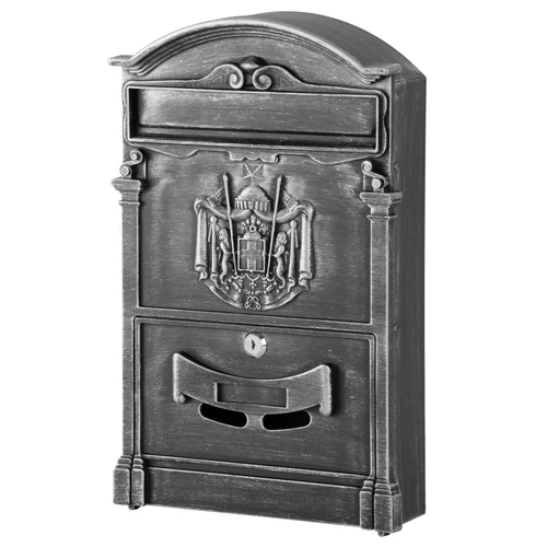 Levélszekrény GLA-Alu, alumínium, 255x90x410 mm, postai, antique silver