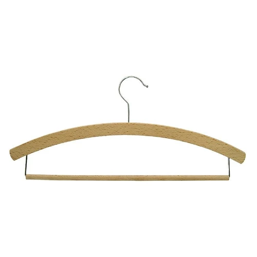 Vállfa, férfi, bükkfa, 420x8mm, viaszolt, nikkelezett L-kampó