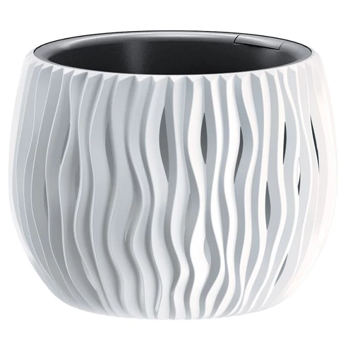 Virágcserép betéttel SANDY Bowl 240, 238x161 mm, fehér