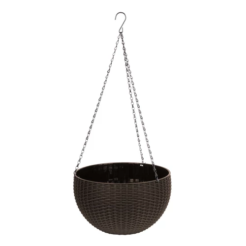 Virágcserép Strend Pro Modern, függő, barna, 26x16 cm, lánccal és akasztóval