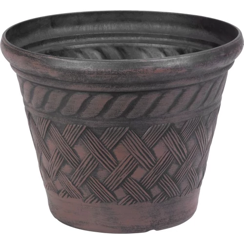 Virágcserép Strend Pro, 29x23 cm, sötétbarna, rattan mintás