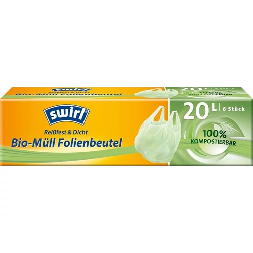 Zsákok Swirl BIO, komposztálható, hulladékhoz, fülekkel, 20 literes, csomag 6 db