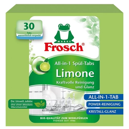 Tabletta Frosch EKO, Minden az egyben, mosogatógéphez, citrom, 30 tabletta, ALL in 1