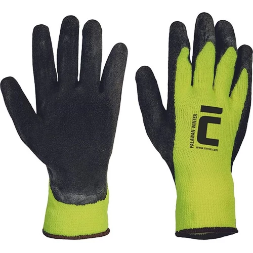 Kesztyű PALAWAN Winter Yellow, téli, bélelt, 11/XXL, nylon, latex