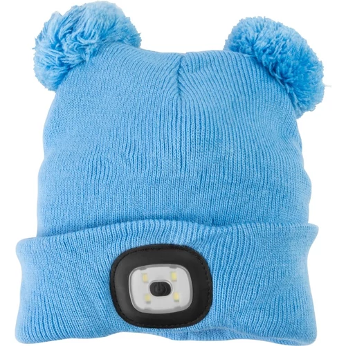 Sapka Strend Pro, gyerek kék M, bojtos, 4x SMD LED, USB töltés