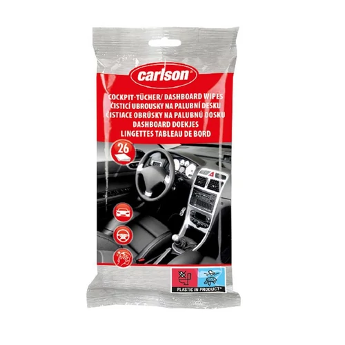 Törlőkendő Carlson, tisztító, műszerfalhoz, autóhoz, 26 db