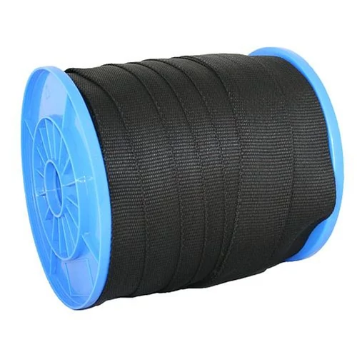 Rögzítő heveder Strend Pro WR50, 50 mm, fekete, 50 m tekercs, PP, max. 370 kg