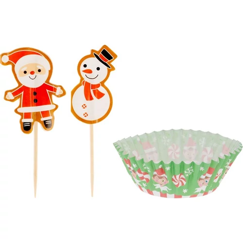 Papír és fogpiszkáló készlet MagicHome Karácsony, muffin sütéshez, 48 db-os készlet