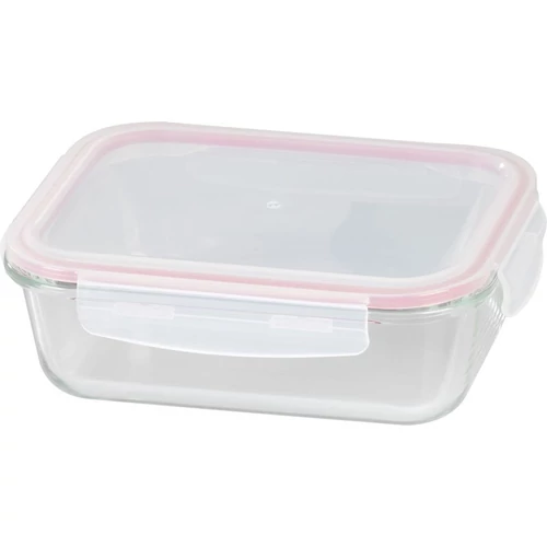 Tárolóedény MagicHome, Téglalap alakú, 1000 ml, fedéllel, Clip, üveg