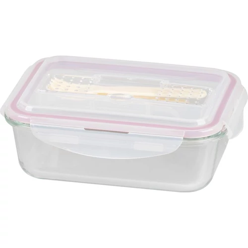 Tárolóedény MagicHome, Téglalap alakú, 1000 ml, fedéllel, evőeszközzel, Clip