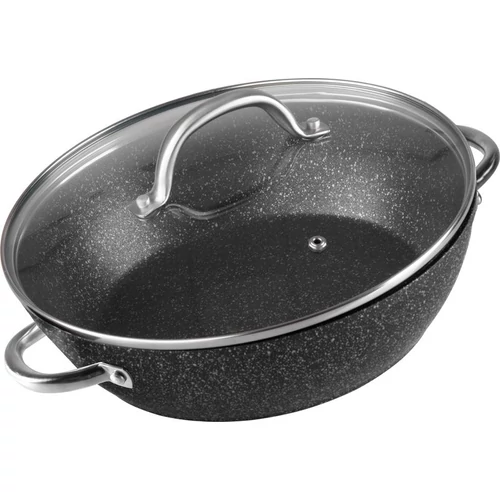 Fazék MagicHome Black Marble Line, lapos, 26 cm, 2800 ml, fedővel, sütőedény