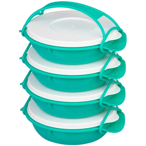 Ételhordó MagicHome, kerek, 4 részes, színes, 4x 1000 ml, 22,4x20,5x29,5 cm