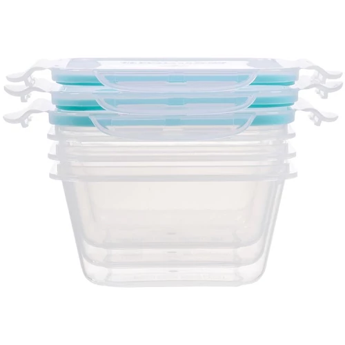 Ételhordó MagicHome Lunchbox szett YH373, 3 db, 600 ml, 135x135x75 mm, négyzet alakú, Clip