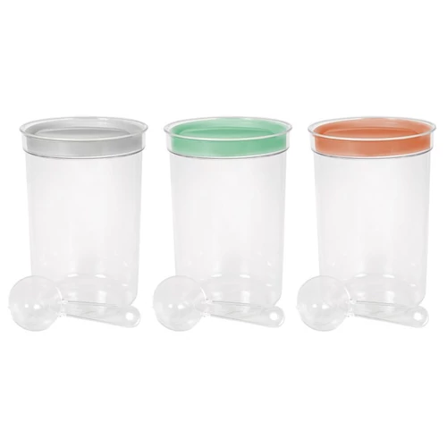 Tárolóedény Curver® DRY FOOD, 1700 ml, mérőkanállal, menta/szürke/barack vegyes színek, 130x190 mm