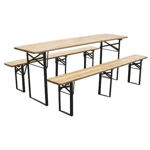 Sörpad készlet DORTMUND Medium3, asztal 200x50x77 cm, 2x pad 200x25x47 cm, fa 27 mm