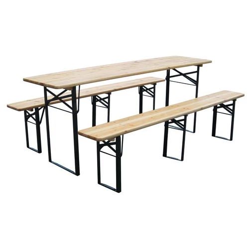 Sörpad készlet DORTMUND Max, asztal 220x70x75 cm, 2x pad 220x25x47 cm, fa 27 mm