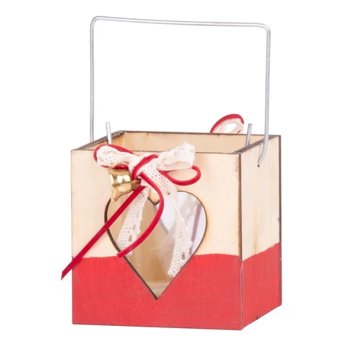 Dísz MagicHome karácsonyi Woodeco, Lámpás pohárral, csomag 5 db, 8x8 cm