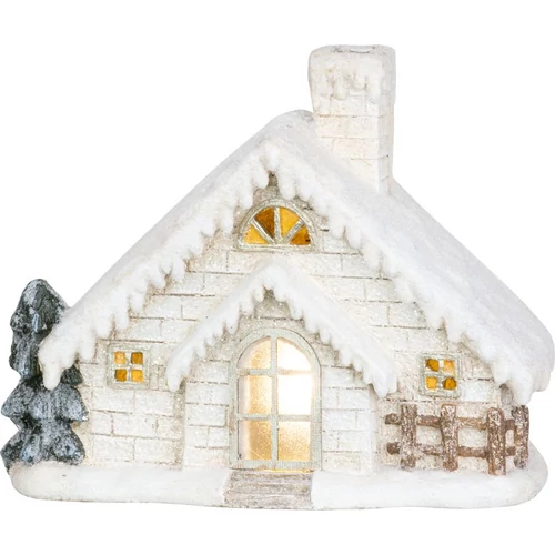 Dekoráció MagicHome Karácsony, házikó kéménnyel, kerámia, 3xAA, 40 cm, LED