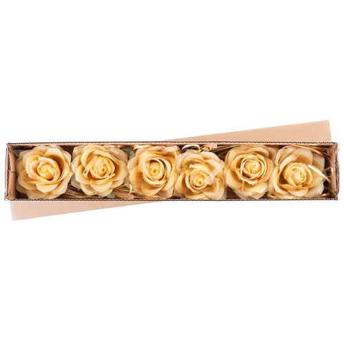 Virág MagicHome, rózsa, arany, szár, virágméret: 10 cm, virághossz: 18 cm, 6 db-os csomag