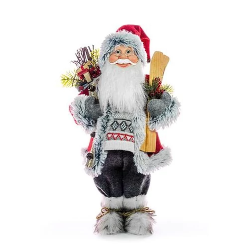 Dekoráció MagicHome Karácsony, Mikulás sílécekkel és fával, 60 cm