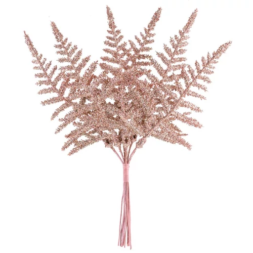 Ág MagicHome Karácsony, páfrány, rózsaarany, 19 cm