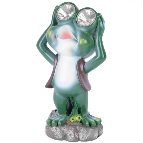 Dísz Strend Pro Gecco, Béka, 14x12x25 cm, polirezin, napelemes béka, 2x LED, AAA