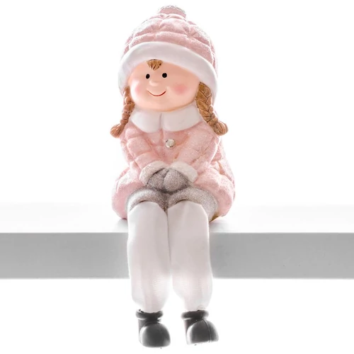 Figura MagicHome Karácsonyi, Kislány, polirezin, 8,5x8x13,5 cm