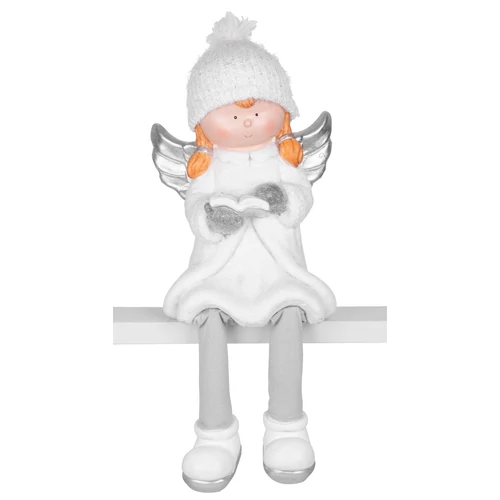 Figura MagicHome, karácsonyi, angyal könyvvel, kerámia, 22x20x32,50 cm