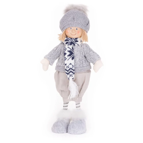 Dekoráció MagicHome Karácsony, fiú kék sállal, 38 cm
