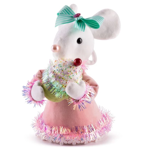 Dekoráció MagicHome Karácsony Candy Line, egér, rózsaszín, 27 cm