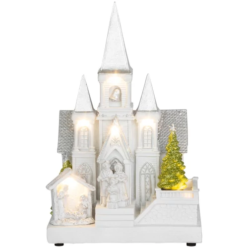 Dekoráció MagicHome Karácsony, templom Betlehemmel, 6 LED fehér, 3xAA, beltéri, 17x13x25 cm
