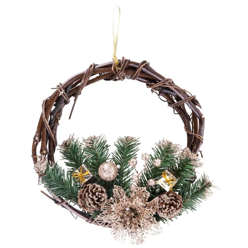 Koszorú MagicHome, karácsonyi, természetes, függő, 30 cm