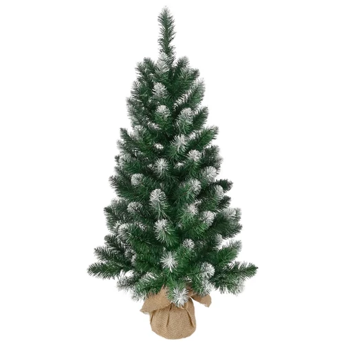 Karácsonyfa MagicHome Karácsonyi Nico, juta zsákos jegenyefenyő, havas végek, 90 cm
