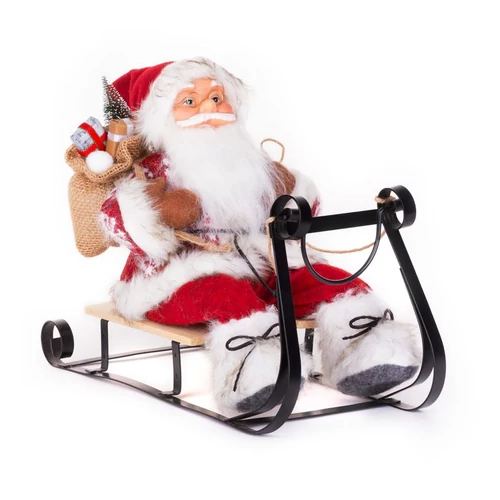 Dekoráció MagicHome Karácsony, Mikulás szánkón, piros, 46 cm