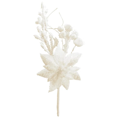 Ág MagicHome Karácsony, mikulásvirág virággal, fehér, 19 cm