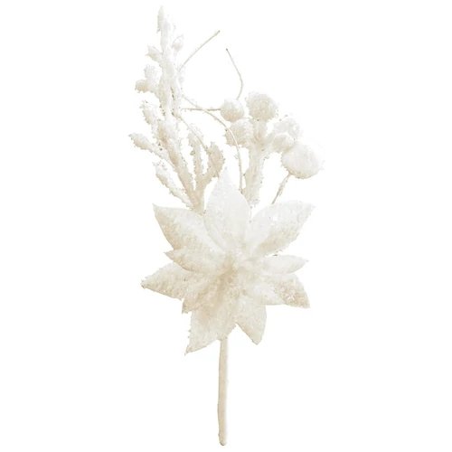 Ág MagicHome Karácsony, mikulásvirág virággal, fehér, 19 cm, 6 db-os csomag
