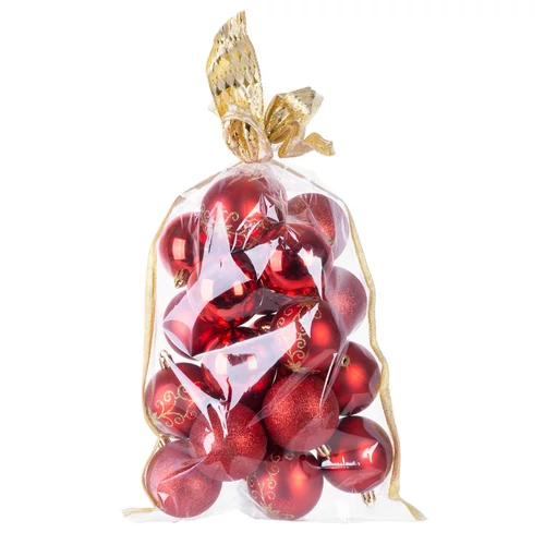 Gömbök MagicHome Karácsony, 20 db, 6 cm, piros, karácsonyfára