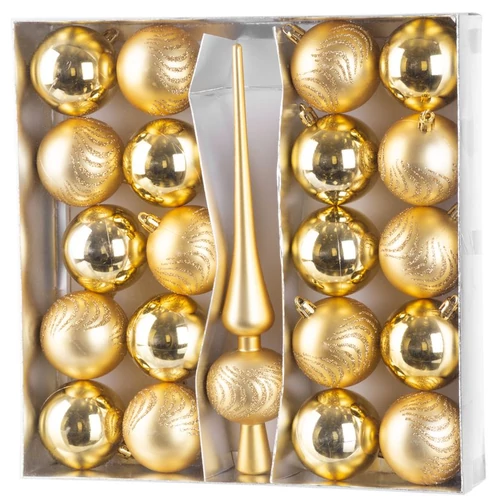 Gömbök MagicHome Karácsony, készlet, 21 db, 6 cm, arany, csúcs, karácsonyfára