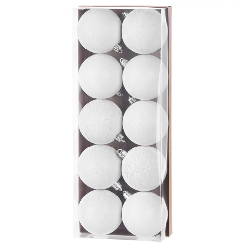 Gömbök MagicHome Karácsony, 10 db, fehér, karácsonyfára, 6 cm