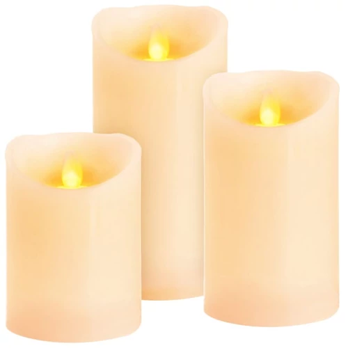 Gyertyák MagicHome Karácsonyi, szett 3 db, LED, 3xAAA, valódi viasz, egyszerű világítás, időzítő, mo