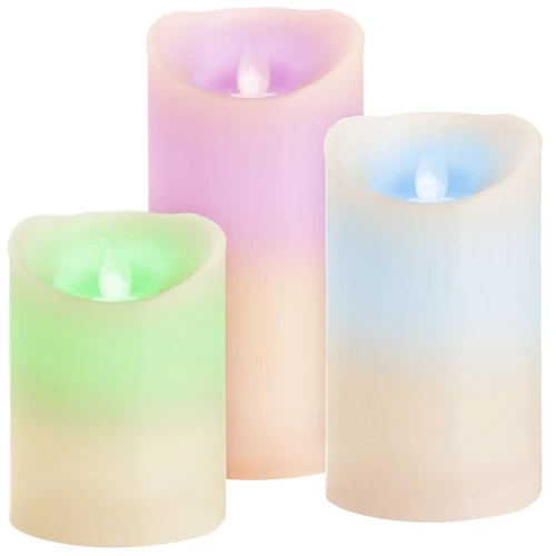 Gyertyák MagicHome Karácsonyi, szett 3 db, LED, 3xAAA, valódi viasz, egyszerű világítás, időzítő, mo