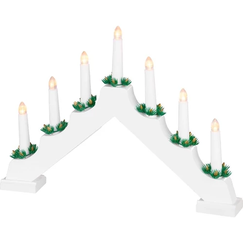 Gyertyatartó MagicHome Karácsonyi, 7x LED meleg fehér, fehér, 2xAA, beltéri, 39x4,5x29 cm